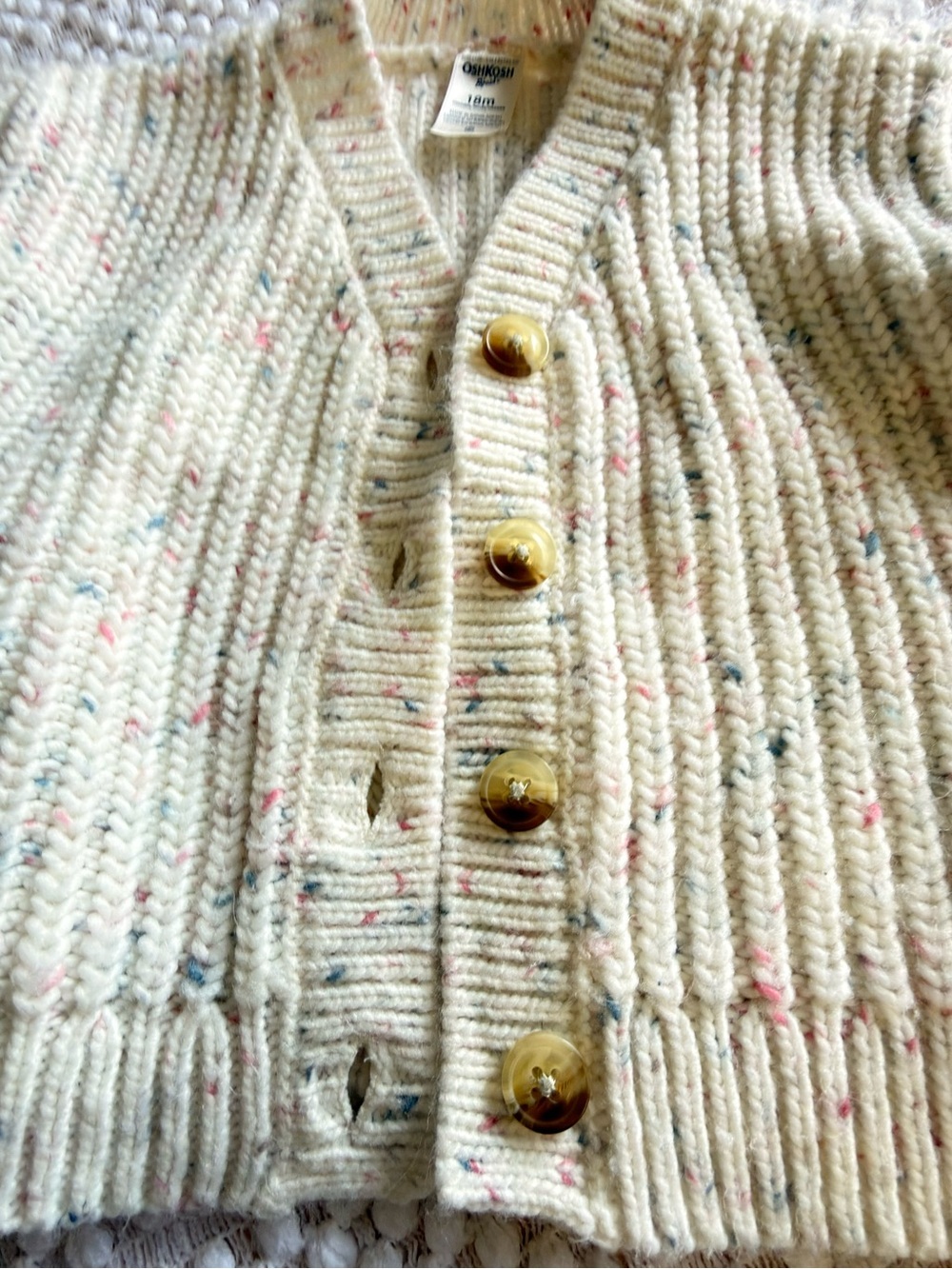 OshKosh B'gosh Cream Speckled Cardigan
